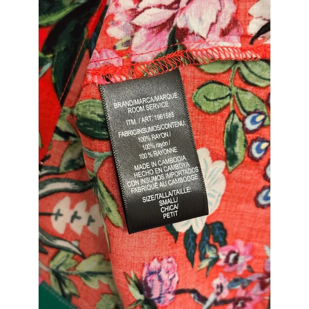 Room Service size Small Floral Jungle Animal Robe Womens Red